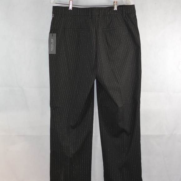 Silver Foil Pinstripe Black Pants SZ 12 RACHEL ZOE NWT - Picture 3 of 9
